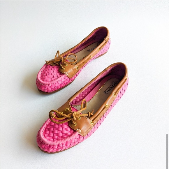 Sperry Pink Audrey Woven Top Siders Boat Shoes - Picture 6 of 7